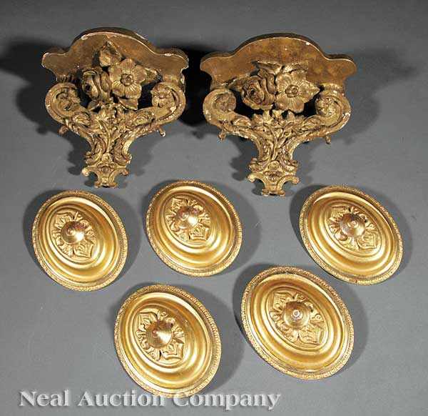 Appraisal: A Pair of Italian Rococo-Style Carved Giltwood Brackets late th