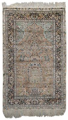 Appraisal: Meditation carpet large vase with flowers scalloped mihrab borders with