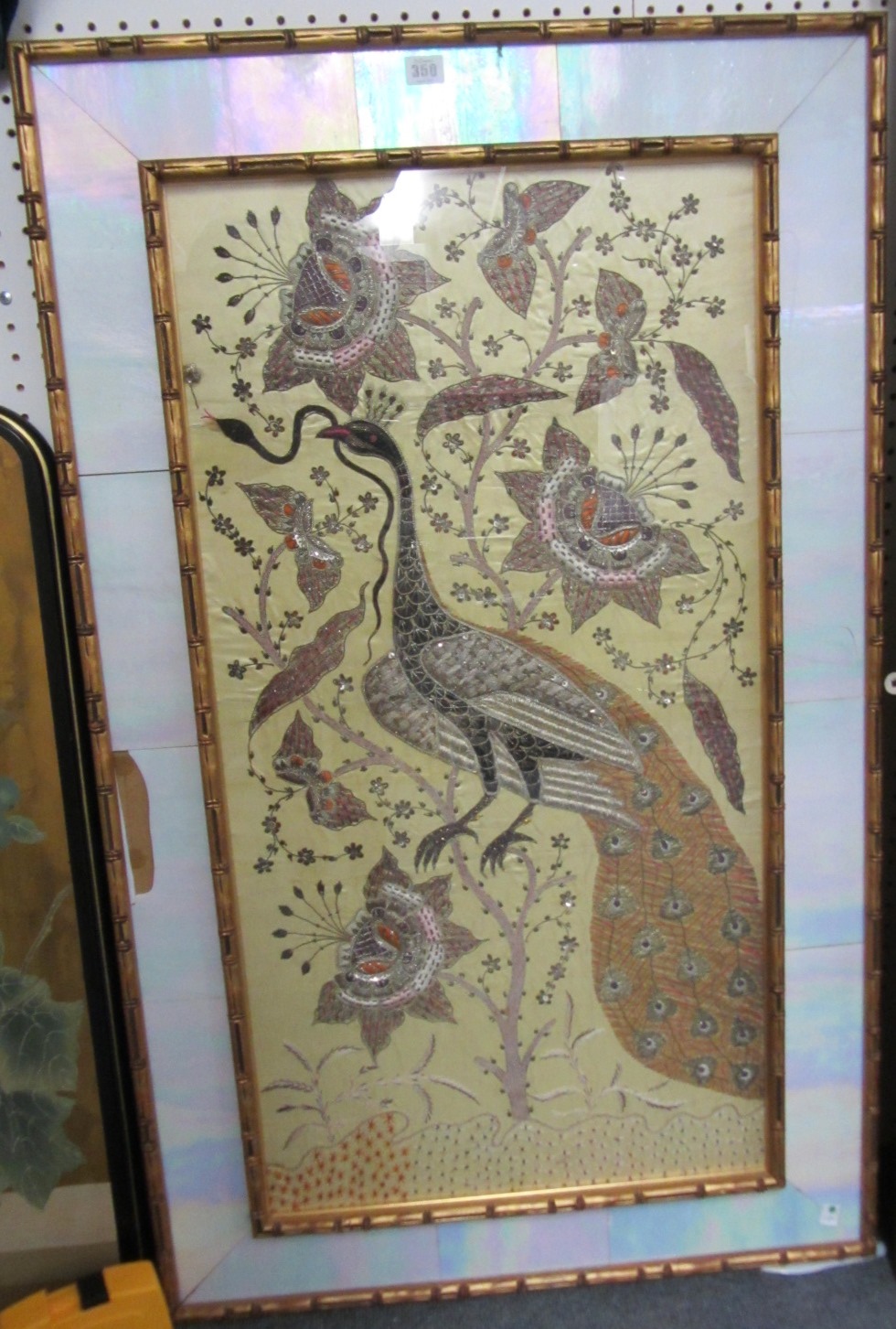 Appraisal: A gilt and lacquered painting on panel Chinese th century