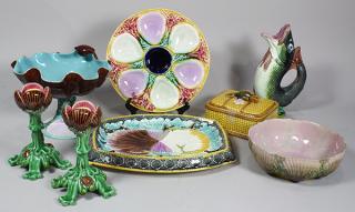 Appraisal: lot of Group of majolica table articles lot of Group