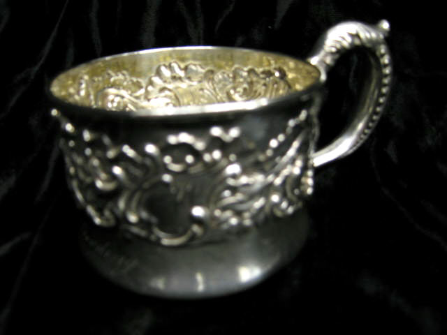 Appraisal: Shiebler Sterling Silver Mug Art Nouveau floral dated