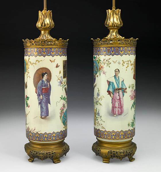 Appraisal: A pair of French gilt bronze mounted porcelain vases retailed