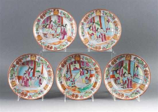 Appraisal: Set of five Chinese Export Rose Mandarin porcelain dessert bowls