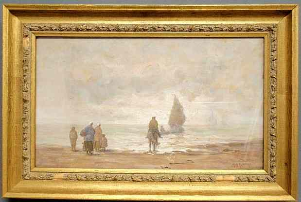 Appraisal: Anderson Mary American th th c gouache of beach landscape