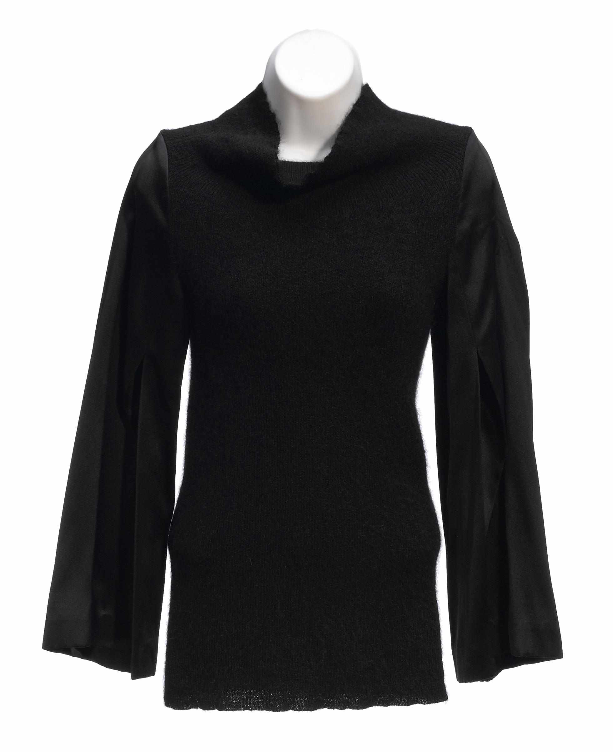 Appraisal: A Yohji Yamamoto black knit and satin sweater together with