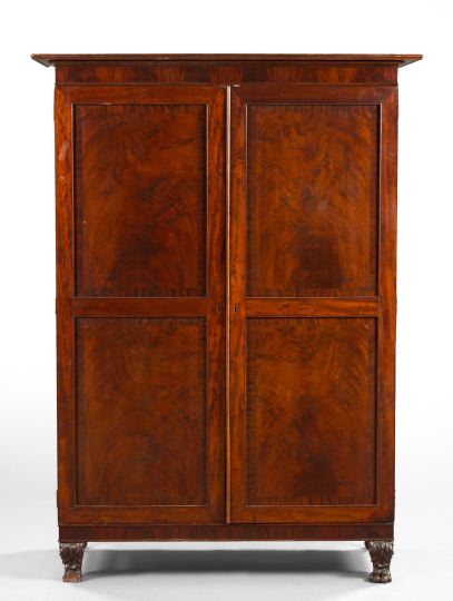 Appraisal: American Classical Mahogany Armoire early th century the projecting cornice