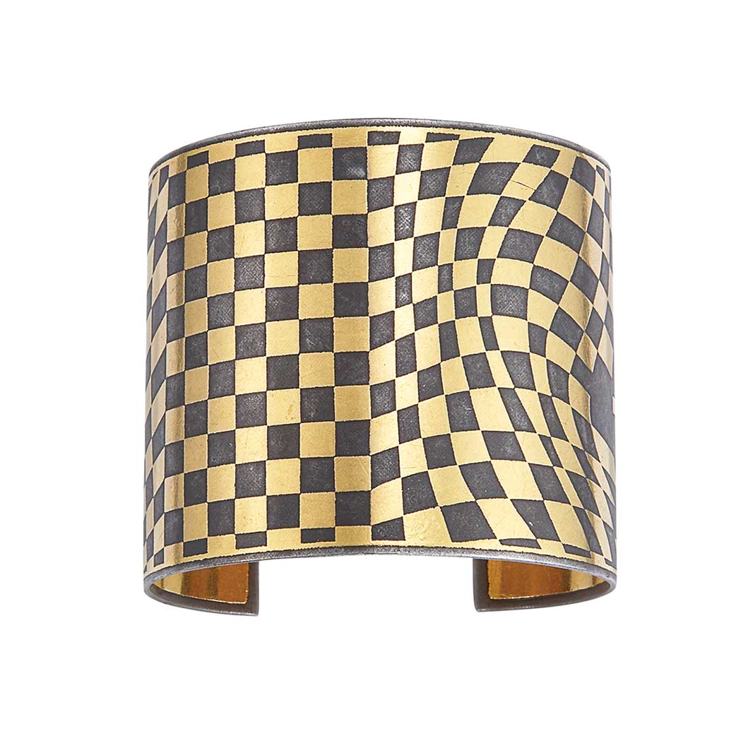 Appraisal: Wide Gold and Oxidized Steel Cuff Bangle Bracelet Tiffany Co