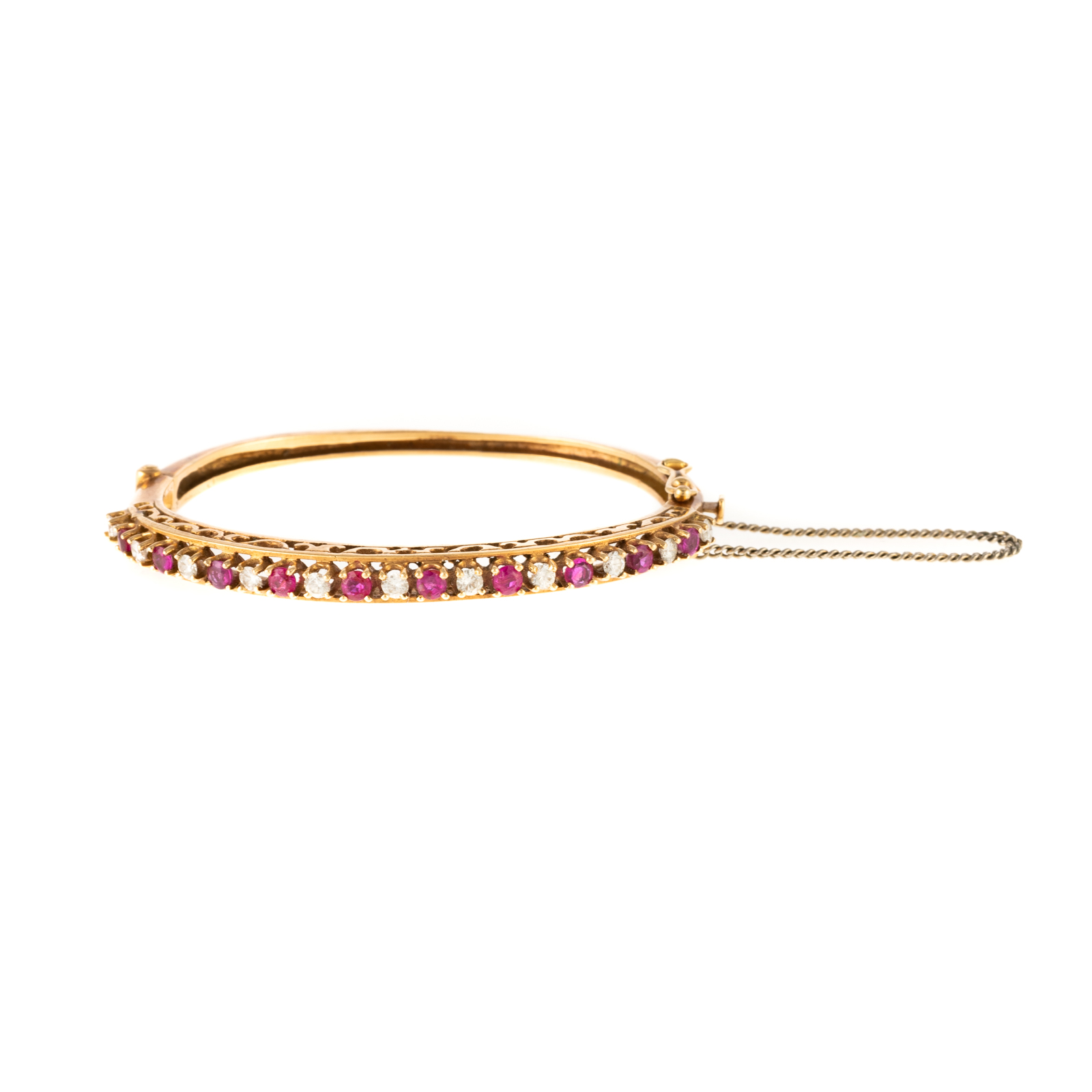 Appraisal: A VINTAGE RUBY DIAMOND BANGLE IN K K rose gold