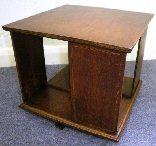 Appraisal: An Edwardian square revolving bookcase inlaid boxwood stringing cm wide