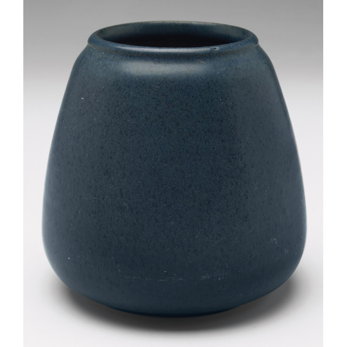 Appraisal: Marblehead vase bulbous form covered with a blue matte glaze