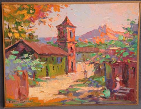 Appraisal: Marco Ernesto Panamanian th c o c village scenes harbor