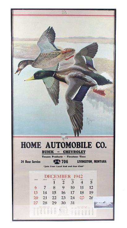 Appraisal: Livingston MT Home Automobile Calendar c For bidding in this