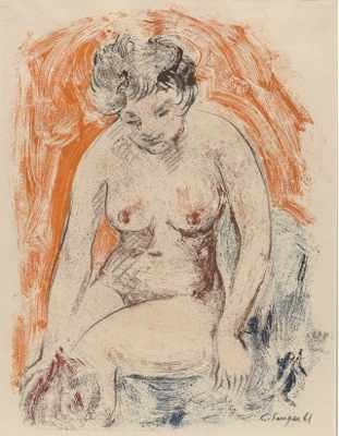 Appraisal: Clyde J Singer American - Nude Monoprint on paper signed