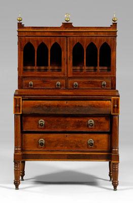 Appraisal: Federal style inlaid secretary desk mahogany with pine secondary in