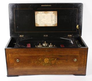 Appraisal: Swiss cylinder music box having an inlaid case housing the