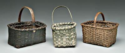 Appraisal: Three oak split baskets one rectangular with mellow old patina