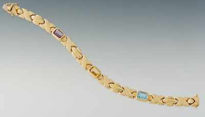 Appraisal: A Ladies' Gold and Gemstone Bracelet k yellow gold bracelet