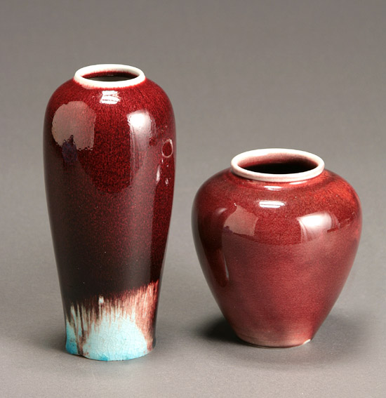 Appraisal: Two Rookwood Sang de Boeuf Glaze Porcelain Vases The first