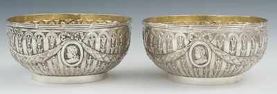 Appraisal: A Pair of German Silver Repousse Bowls by Frederich Reusswig