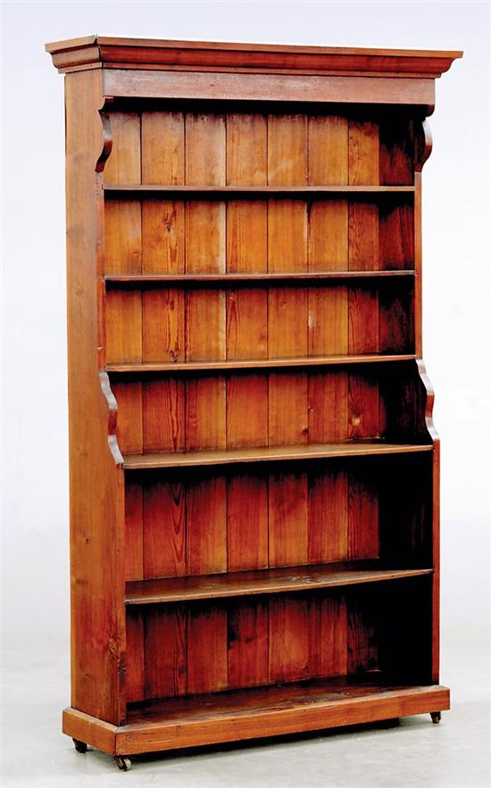 Appraisal: Southern walnut and pine waterfall bookcase th century molded crown