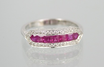 Appraisal: A Ruby and Diamond Ring in k White Gold k