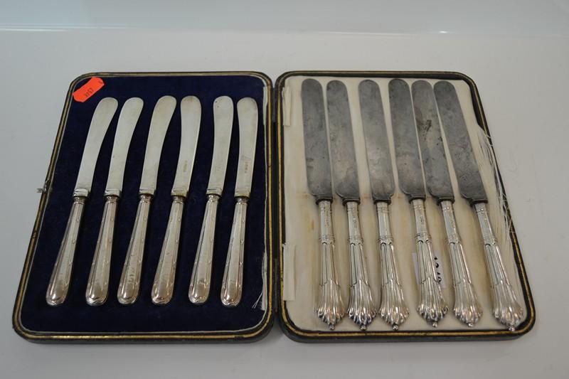 Appraisal: CASE SET OF SIX STERLING HANDLED BUTTER KNIVES ALONG WITH