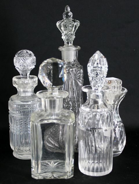 Appraisal: Six cut and moulded glass scent bottles