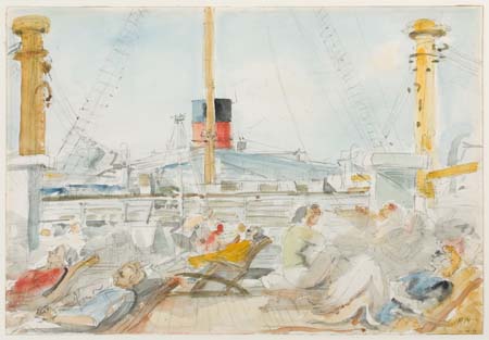 Appraisal: REGINALD MARSH The Sun Deck Watercolor on paper circa x