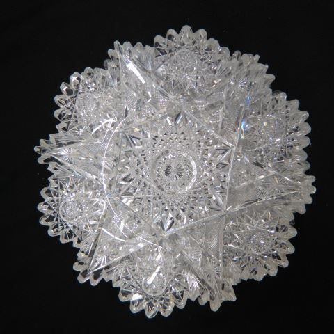 Appraisal: Set of Cut Glass Dishes elaborate hobstar starburst diamond fan