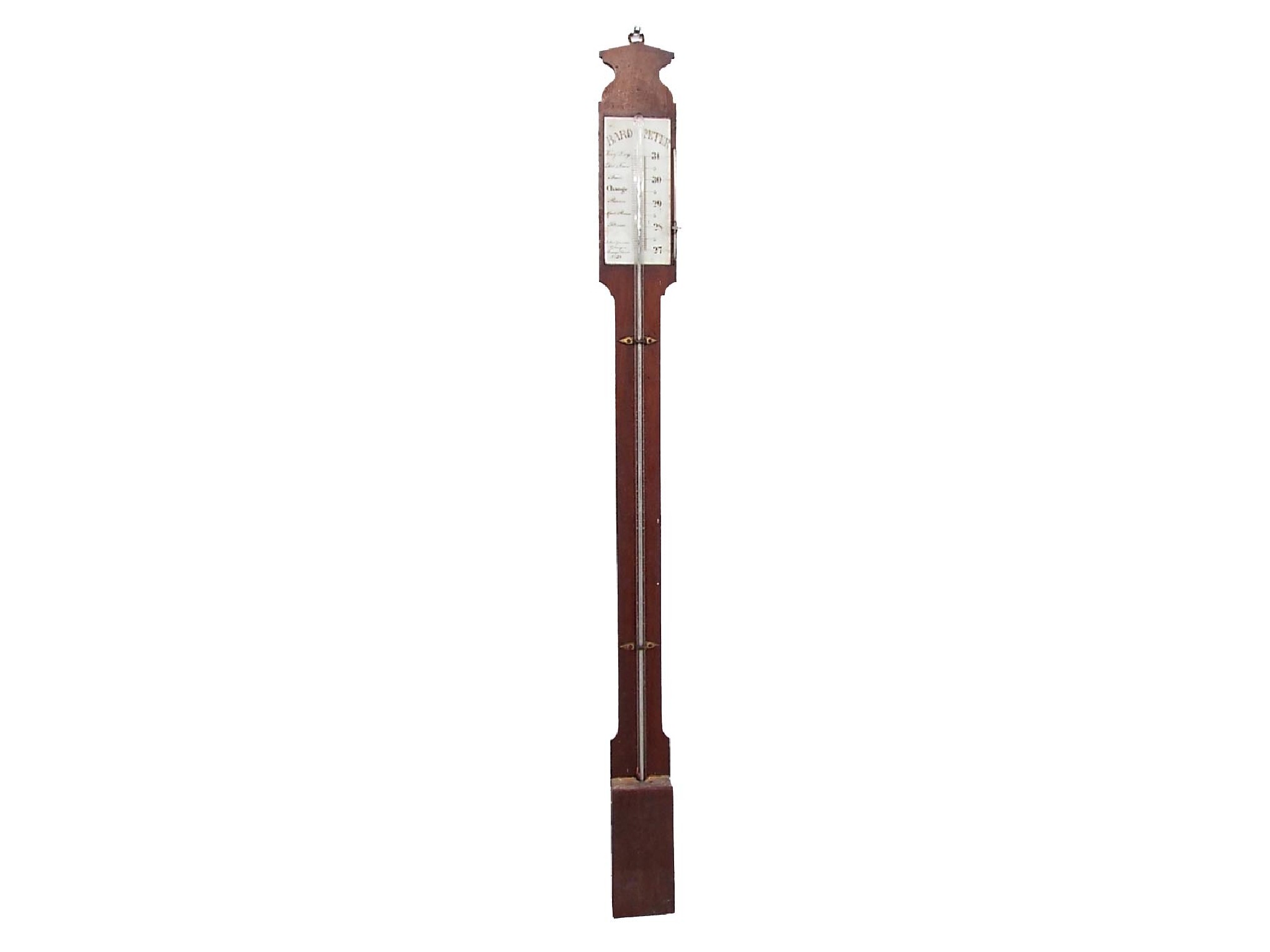 Appraisal: Mahogany stick barometer the opaque glass scale signed John Spencer