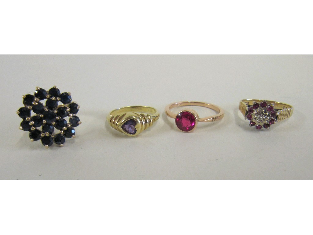 Appraisal: Lot comprising ct gold heart shaped amethyst ring ct gold