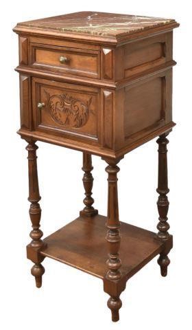 Appraisal: French Henri II style marble-top walnut nightstand late th c