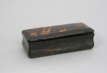 Appraisal: Antique Horn Tortoise Shell Snuff Box Elongated box of carved