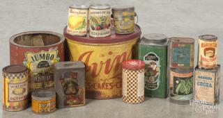 Appraisal: Fourteen miscellaneous advertising tins th c tallest - '' Provenance