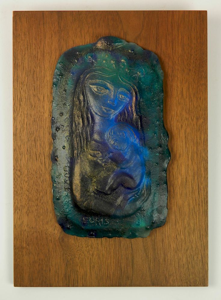 Appraisal: Edris Eckhardt glass plaque Edris Eckhardt American - - Mother