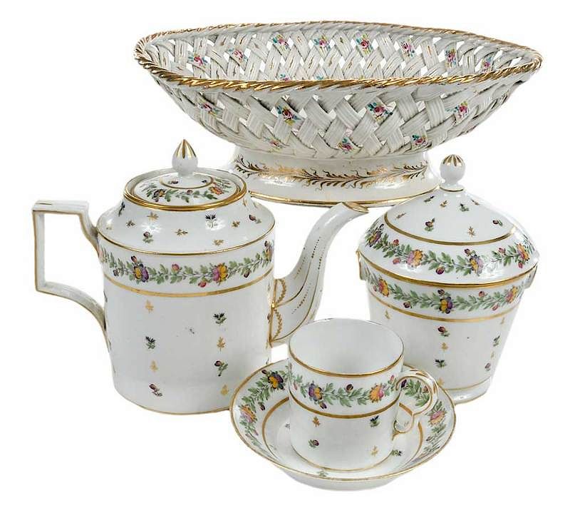 Appraisal: Piece Tea Service with Fruit Basket Music Box British and