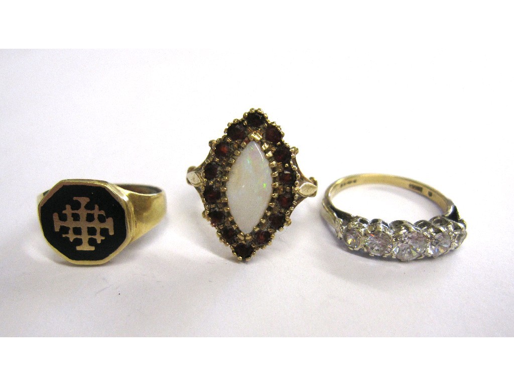 Appraisal: Lot comprising ct gold cz five stone ring ct gold