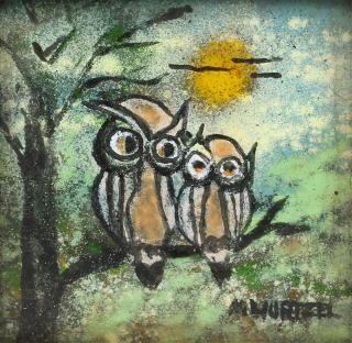 Appraisal: Signed M Wurtzel Vintage s depicting owls in a tree