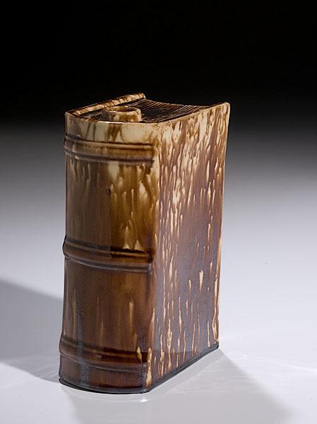 Appraisal: ROCKINGHAM GLAZE TWO-QUART BOOK FLASK possibly Ohio ca of Rockingham-glazed