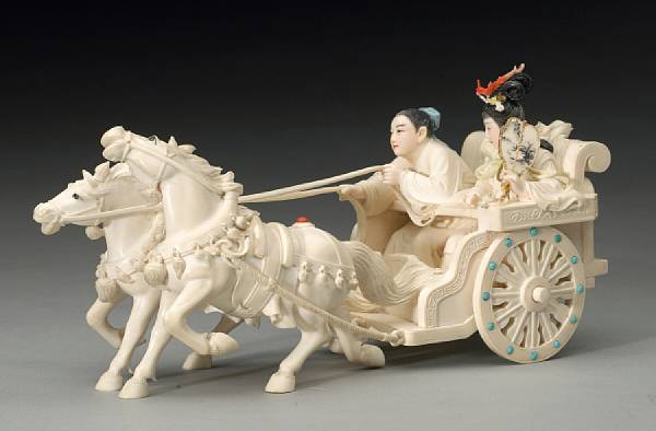 Appraisal: Property of various owners Depicting a charioteer and a beauty