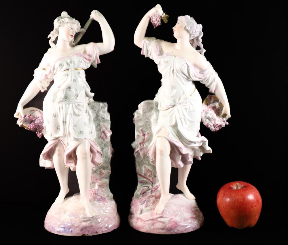 Appraisal: PAIR LARGE FRENCH LIMOGES PORCELAIN FIGURINEGibus Redon Porcelain Factory Limoges