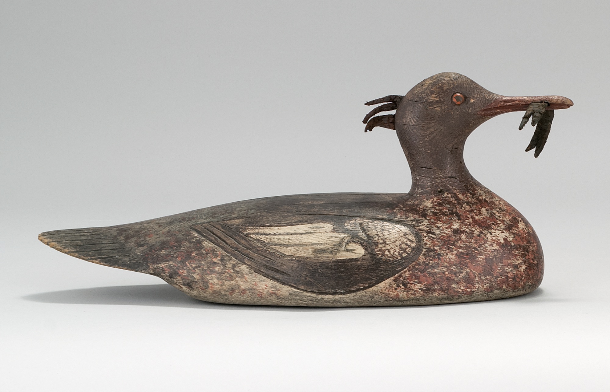 Appraisal: FOLKSY MERGANSER DRAKE DECOY th CenturyMaker unknown Tack eyes Grasping