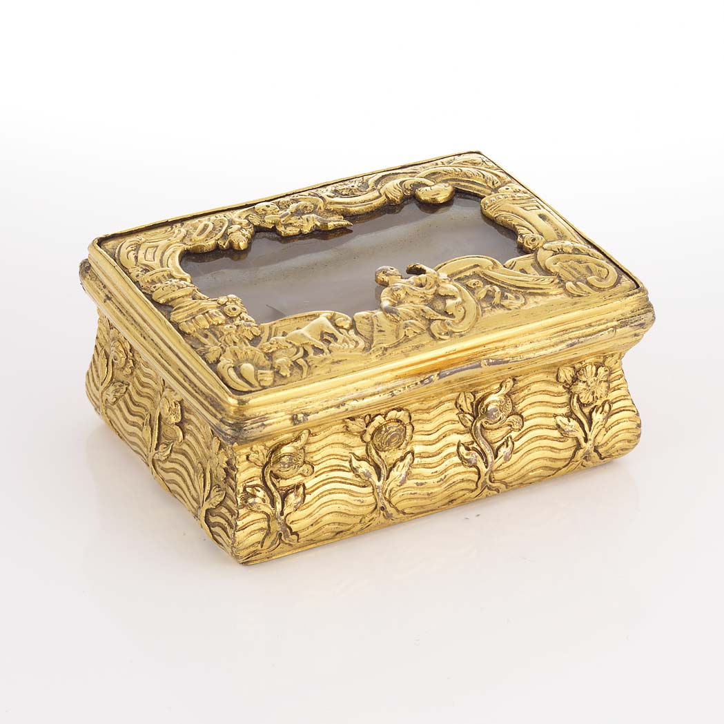 Appraisal: Louis XV Gilt-Bronze and Agate Box Mid th century The