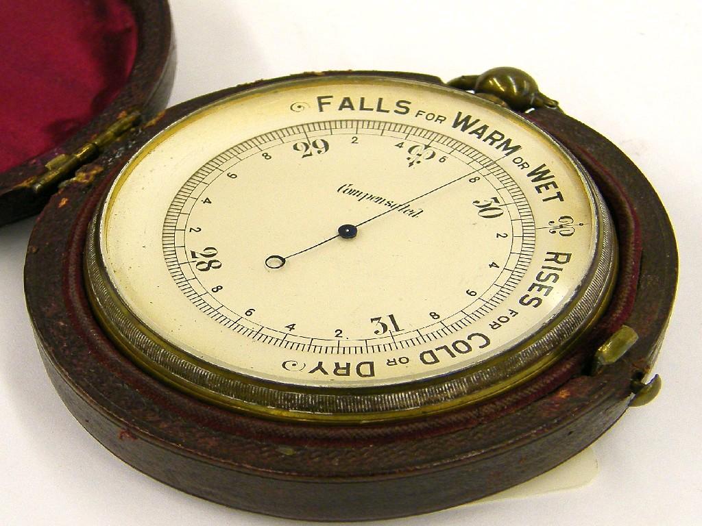 Appraisal: Brass pocket thermometer in original leather case diameter