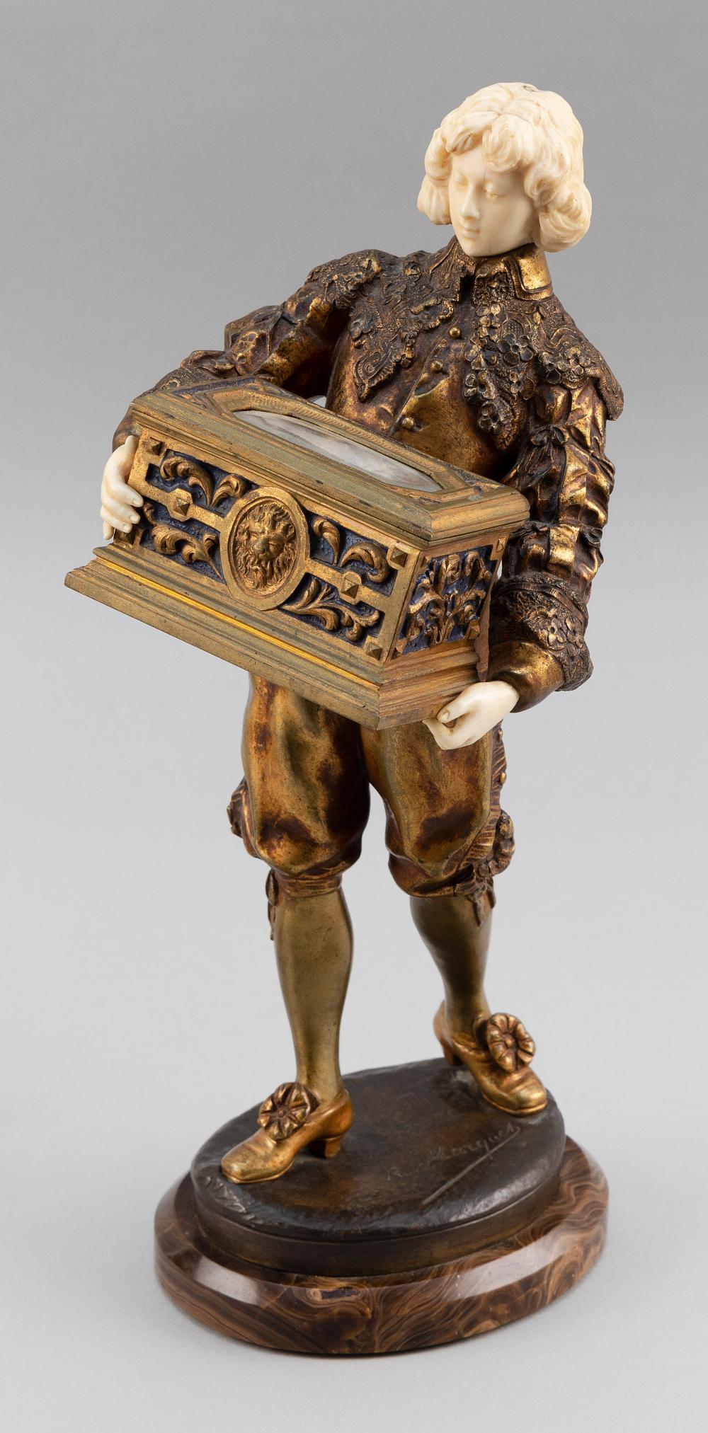 Appraisal: RENE-PAUL MARQUET FRANCE - RENAISSANCE YOUTH CARRYING A CASKET PATINATED