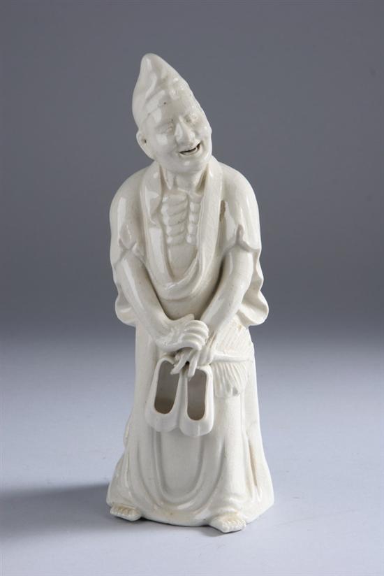 Appraisal: CHINESE MONOCHROME WHITE PORCELAIN FIGURE OF MONK JIGONG - in