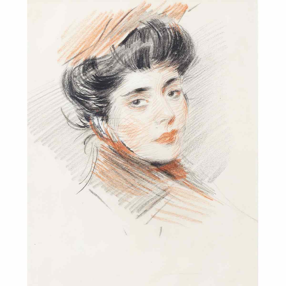 Appraisal: Paul Cesar Helleu - French PORTRAIT STUDY OF A YOUNG