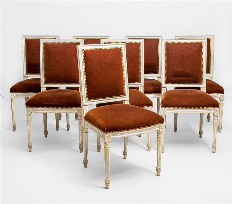 Appraisal: Set of Eight Cream Painted Louis XVI Style Chairs With