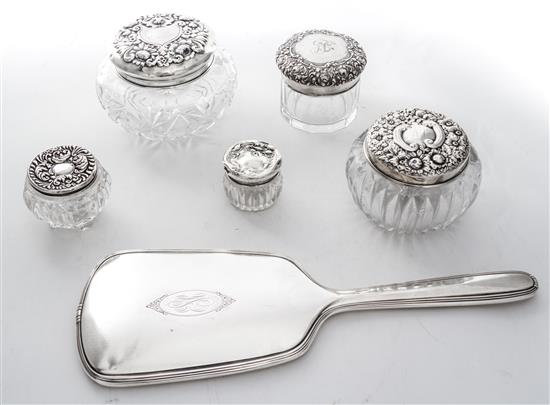 Appraisal: Sale Lot A Collection of Six American Silver Mounted Dresser