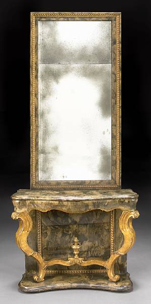 Appraisal: A Louis XVI style parcel gilt and faux marble console